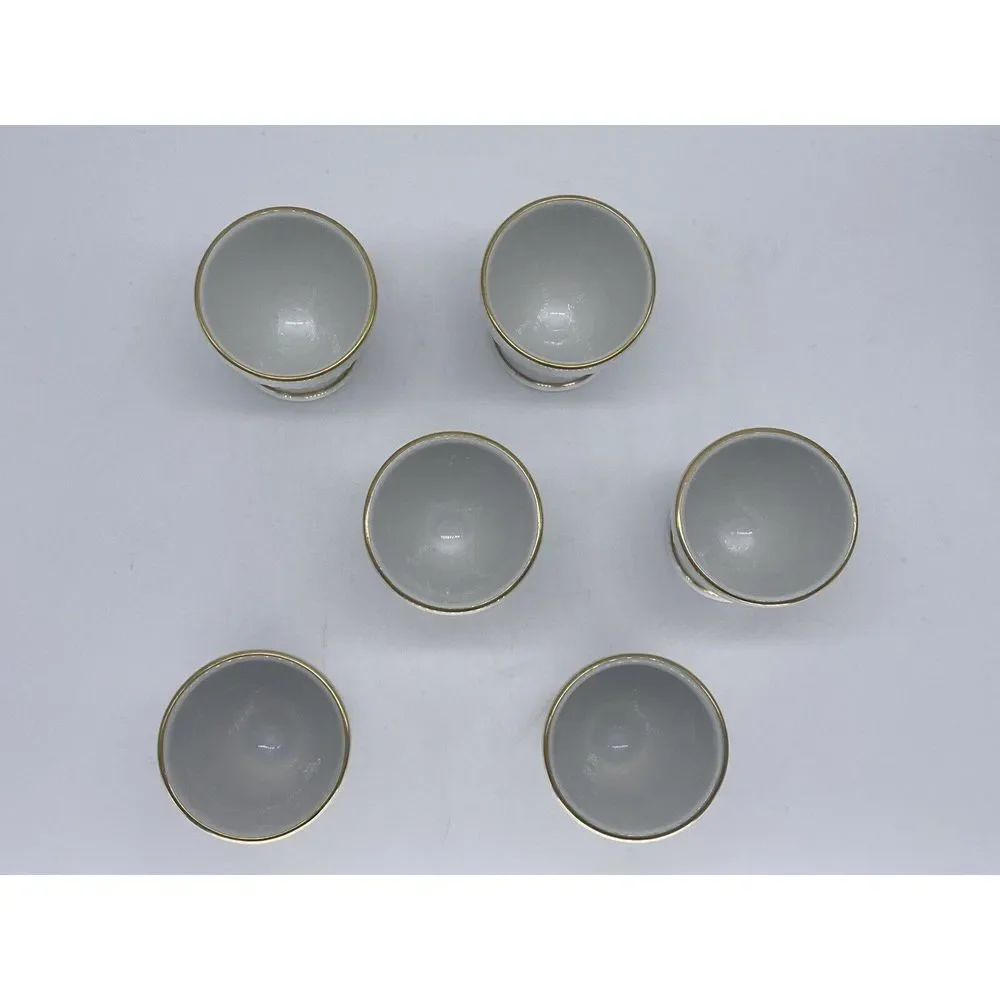 Vintage‎ Edelstein Bavaria Porcelain Egg Cups Set Of 6 Ivory With Gold Accents